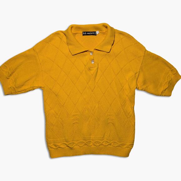 b.b. waters Other - b.b. waters Vintage Yellow Knit Short Sleeve Polo – Small Made in USA